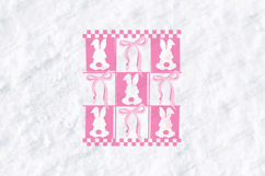 Happy Easter Bunny SVG - Pink Retro Checkerboard Bow Design Product Image 1