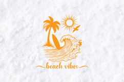 Beach Vibes SVG - Retro Surfboard &amp; Wave Shore Cut File Product Image 2