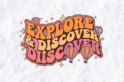 Retro Explore and Discover SVG - Boho Hot Air Balloon PNG Product Image 2