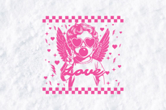 Retro Cupid Love SVG Y2K Angel Valentine Checkerboard PNG Product Image 1