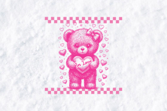 Pink Coquette Teddy Bear Valentine Sublimation PNG Design Product Image 2