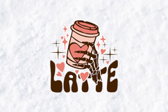 Skeleton Hand Holding Coffee Latte Spooky Cute PNG Graphic Product Image 1