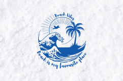 Beach Vibes SVG - Summer Waves &amp; Palm Tree Tropical Cut File Product Image 2