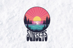 Retro Sunset Lake PNG - Vintage Nature Sublimation Graphic Product Image 2
