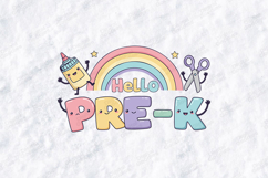 Hello Pre-K SVG - Kawaii Rainbow School Supplies Cut File Product Image 2