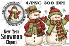 New Year Snowman Clipart Sublimation Product Image 1