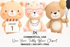 New Year Teddy Bear Clipart Product Image 1
