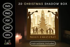3D Christmas light box svg template with layered Christmas at New York's Rockefeller Center design