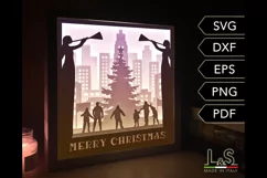3D Christmas lightbox svg template with layered Christmas at New York's Rockefeller Center design