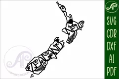 New Zealand Word wall art with designs outline SVG laser cut Product Image 4