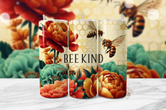 Bee Kind Tumbler Wrap, Honeycomb Sublimation PNG Product Image 1