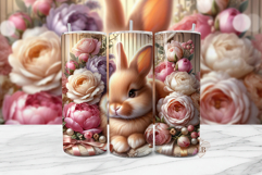Coquette Floral Bunny Tumbler Sublimation PNG Product Image 1
