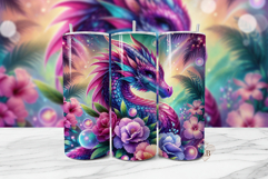 Fantasy Dragon Tumbler Sublimation PNG, 20oz Seamless Wrap Product Image 1
