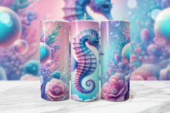 Seahorse Tumbler Sublimation PNG, 20oz Seamless Wrap Product Image 1