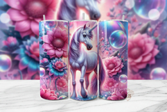 Pastel Unicorn Tumbler Sublimation PNG, 20oz Seamless Wrap Product Image 1