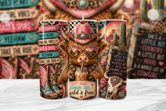 Cowgirl Highland Cow Tumbler Wrap PNG Product Image 1