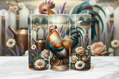 Rustic Rooster Tumbler PNG Farmhouse Chicken Sublimation Product Image 1