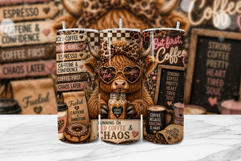Highland Cow Coffee Tumbler Wrap PNG Product Image 1