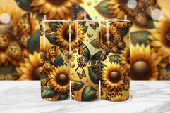 Sunflower Leopard Butterfly Tumbler PNG Product Image 1