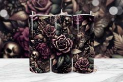 Gothic Rose Skull Tumbler PNG Product Image 1