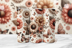 Blush Neutral Sunflower Tumbler PNG Product Image 1
