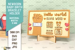 Baby Birth Bracelet Holder Laser Cut. Newborn Baby Sign SVG Product Image 1