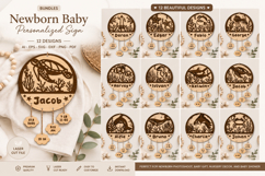Newborn Baby Personalized Sign with Sea Animals BUNDLES Product Image 1