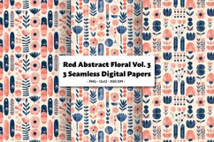 Red Abstract Florals Vol 3 , 3 PNG Seamless Patterns Product Image 1