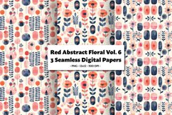 Red Abstract Florals Vol 6 , 3 PNG Seamless Patterns Product Image 1