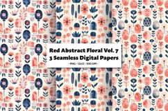 Red Abstract Florals Vol 7 , 3 PNG Seamless Patterns Product Image 1