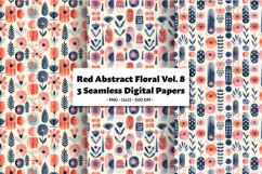 Red Abstract Florals Vol 8 , 3 PNG Seamless Patterns Product Image 1