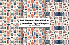 Red Abstract Florals Vol 10 , 3 PNG Seamless Patterns Product Image 1