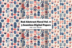 Red Abstract Florals Vol 11 , 3 PNG Seamless Patterns Product Image 1