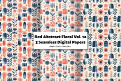 Red Abstract Florals Vol 12 , 3 PNG Seamless Patterns Product Image 1