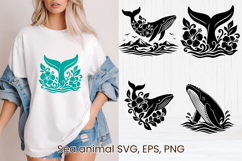 Sea animal SVG design | Dolphin silhouette SVG | Whale SVG Product Image 3
