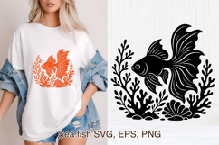 Gold fish SVG design | Sea animal silhouette SVG Product Image 1