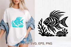 Gold fish SVG design | Sea animal silhouette SVG Product Image 1