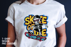 Skate or die skeleton t-shirt design sublimation png Product Image 1