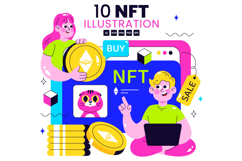 10 NFT Non Fungible Token Vector Illustration Product Image 1
