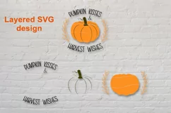 Pumpkin Kisses Harvest Wishes svg| farmhouse round sign svg Product Image 3