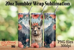 Llama with Flowers 20oz Tumbler PNG, Llama Tumbler Wrap PNG Product Image 1