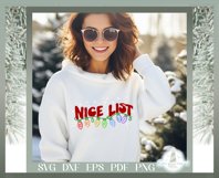 Nice List Dropout Christmas Quote with Wavy Retro Text SVG