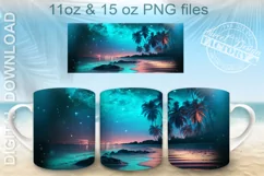 Sunset mug Png, tropical beach mug wrap design Product Image 1