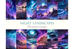 Glowing stary night sky, fantastic landscapes, neon seascape Product Image 1