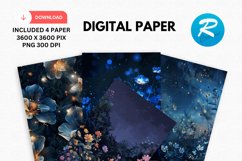 Night Flowers Digital Paper, Flowers Background Product Image 1