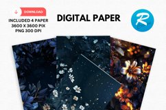 Night Flowers Digital Paper, Flowers Background Product Image 1