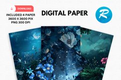 Night Flowers Digital Paper, Flowers Background Product Image 1