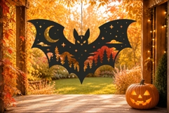 Night Forest Bat Halloween SVG Laser Cut Ornament