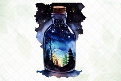 Night In A Glass Bottle Watercolor Sublimation Clipart Product Image 5