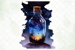 Night In A Glass Bottle Watercolor Sublimation Clipart Product Image 4